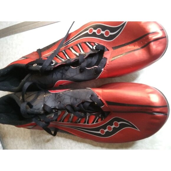 Saucony Racing Men's size 12.5 red black spitfire sprint spike running shoes - Picture 1 of 8